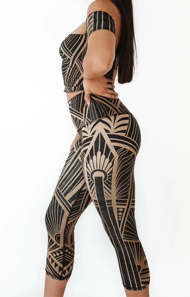Elegant Empire Printed Yoga Crops by Yoga Democracy Yoga Democracy