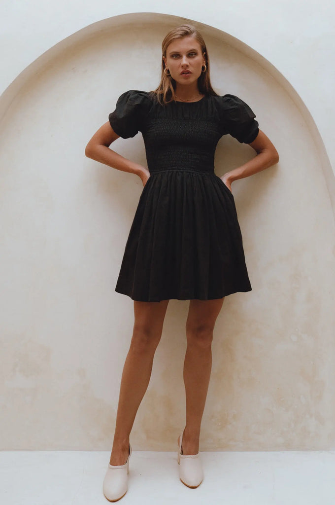 Elodie Smocked Linen Mini Dress by Bali Lane Bali Lane