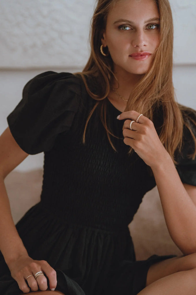 Elodie Smocked Linen Mini Dress by Bali Lane Bali Lane