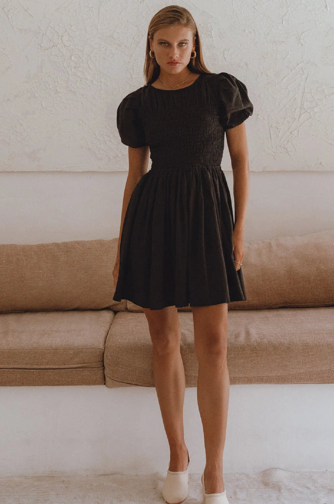 Elodie Smocked Linen Mini Dress by Bali Lane Bali Lane