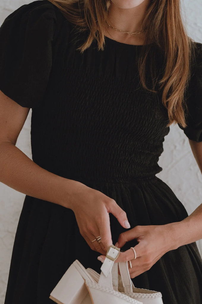 Elodie Smocked Linen Mini Dress by Bali Lane Bali Lane