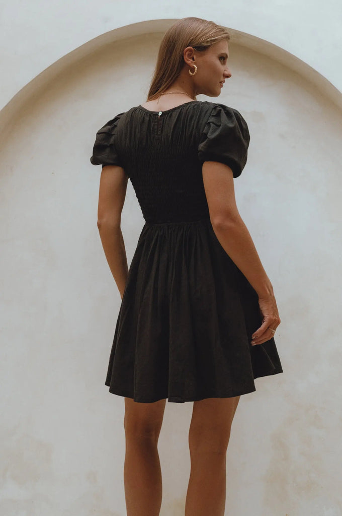 Elodie Smocked Linen Mini Dress by Bali Lane Bali Lane