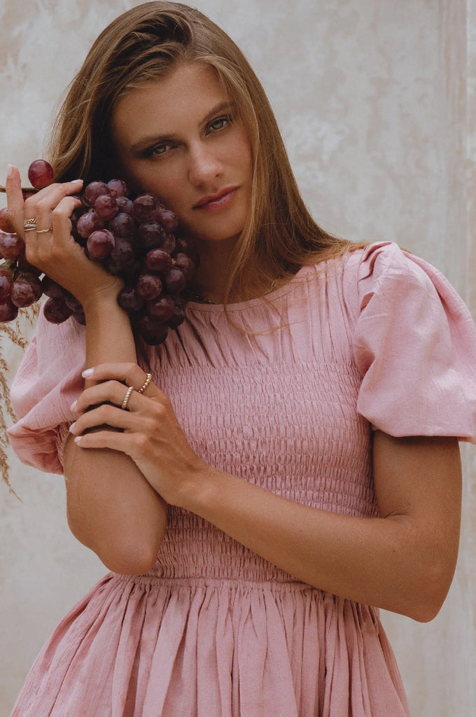 Elodie Smocked Linen Mini Dress by Bali Lane Bali Lane