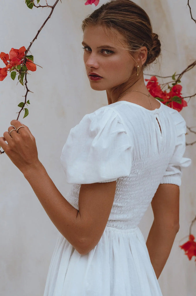 Elodie Smocked Linen Mini Dress by Bali Lane Bali Lane