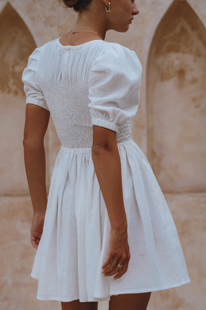 Elodie Smocked Linen Mini Dress by Bali Lane Bali Lane