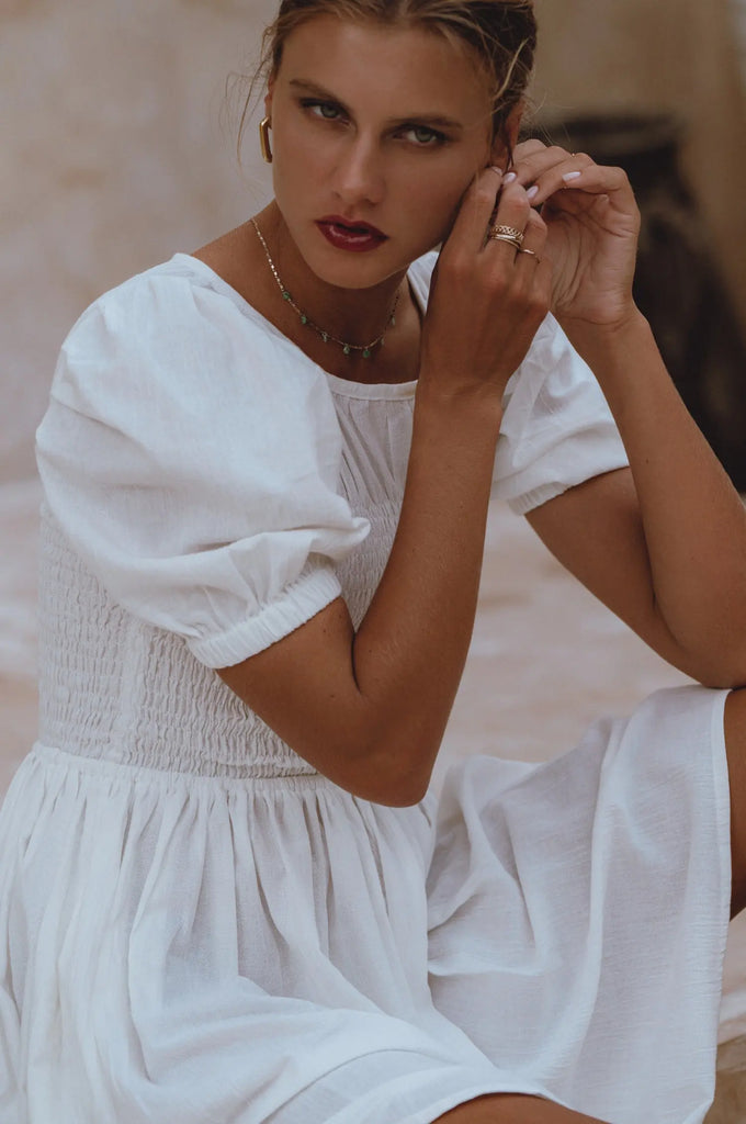 Elodie Smocked Linen Mini Dress by Bali Lane Bali Lane