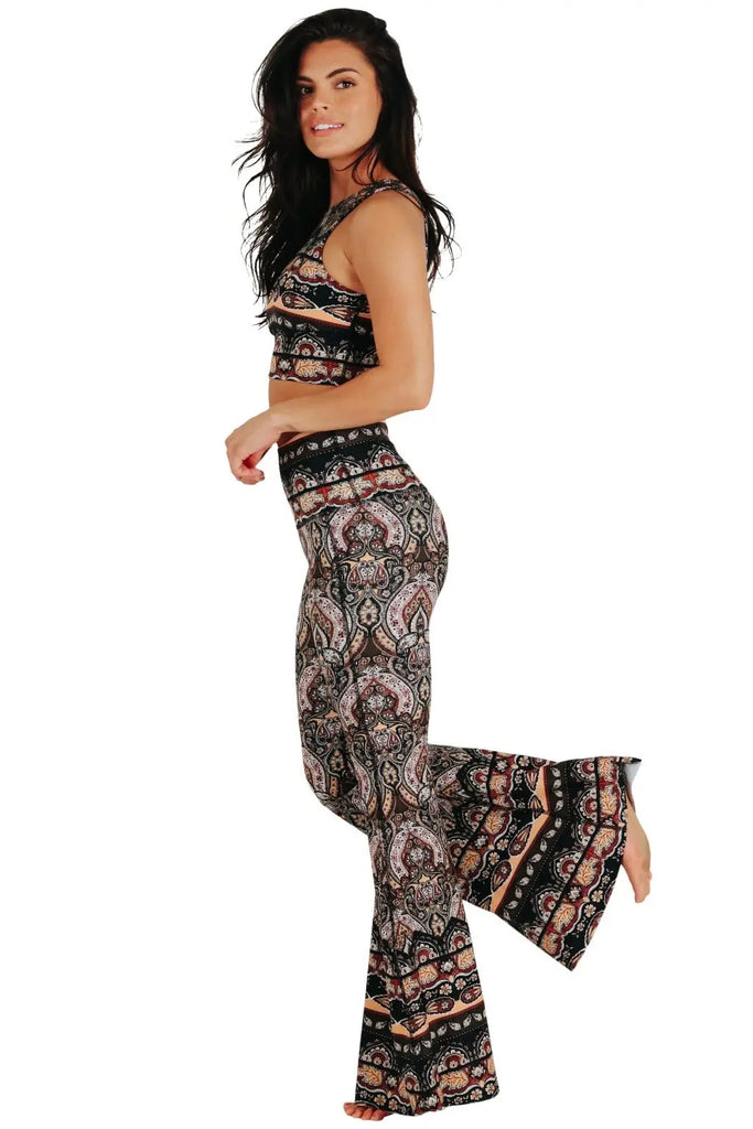 Espresso Yourself Printed Bell Bottoms by Yoga Democracy Yoga Democracy