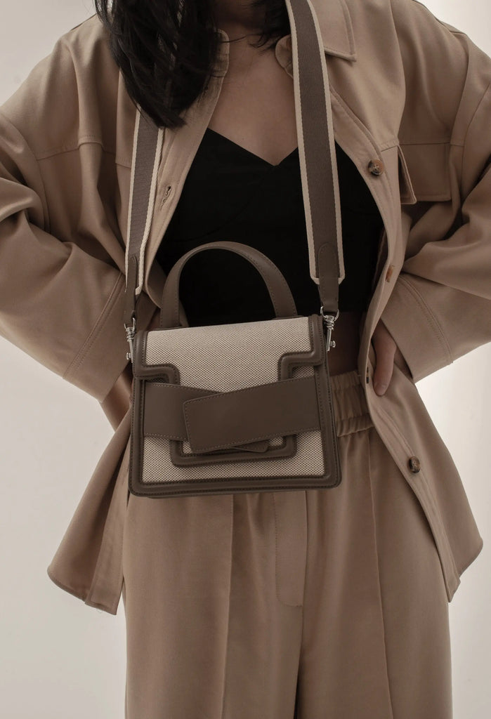 Evelyn Bag in Canvas and Genuine Leather Bag, Gray by Bob Oré BOB ORE