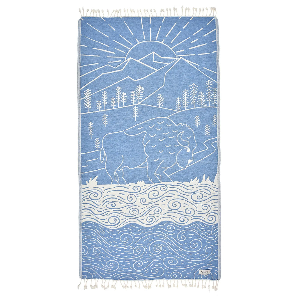 Exclusive Bison Mountain Peshtemal Pure Cotton Beach Towel by La'Hammam La'Hammam