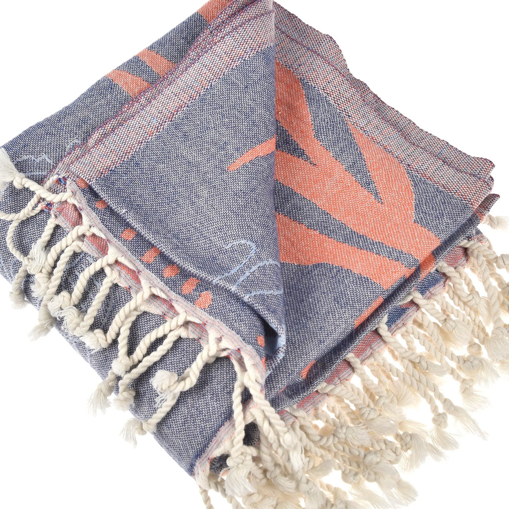 Exclusive Deep Blue Peshtemal Pure Cotton Beach Towel by La'Hammam La'Hammam