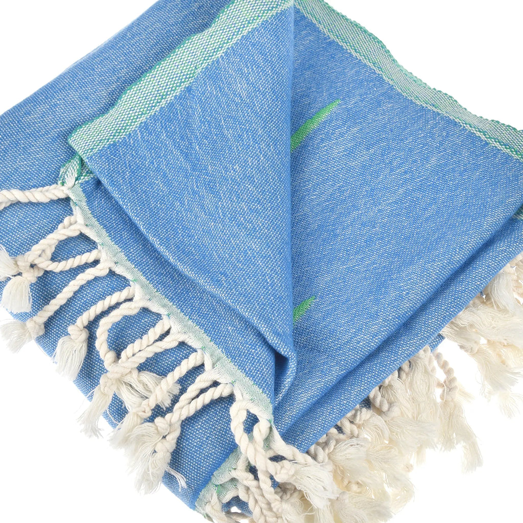 Exclusive Green Dolphins Peshtemal Pure Cotton Beach Towel by La'Hammam - Ladiesse