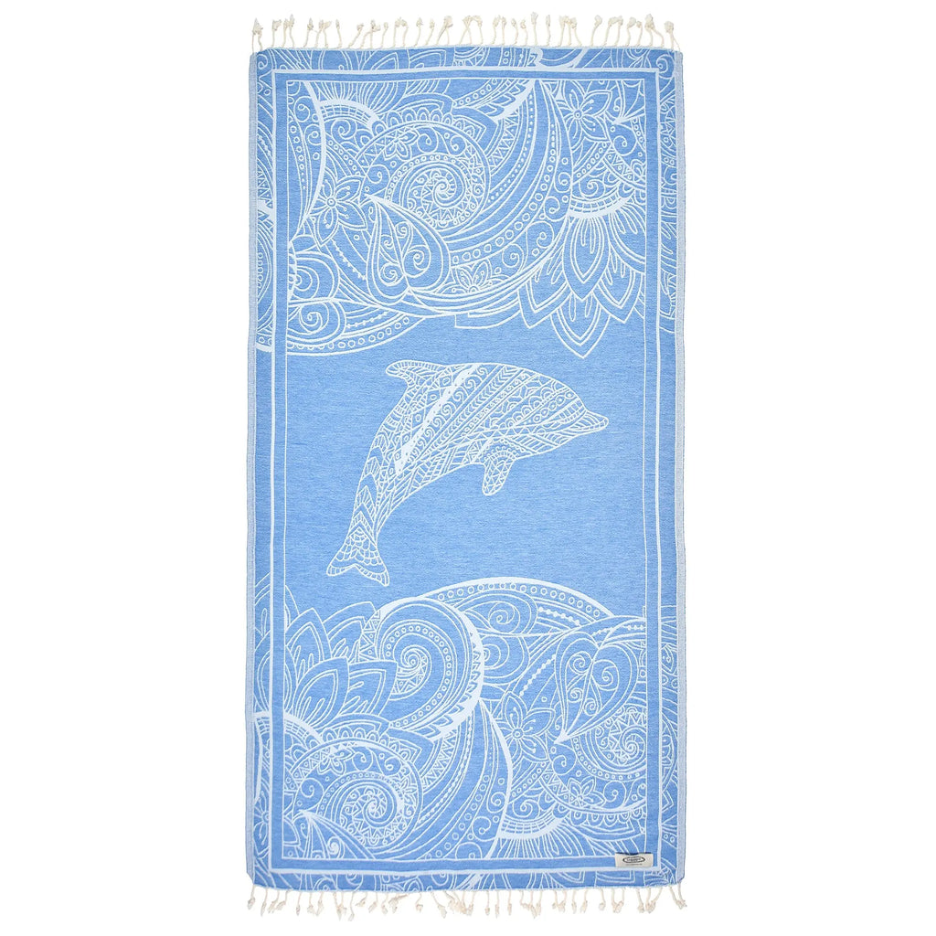 Exclusive Magic Dolphin Peshtemal Pure Cotton Beach Towel by La'Hammam La'Hammam