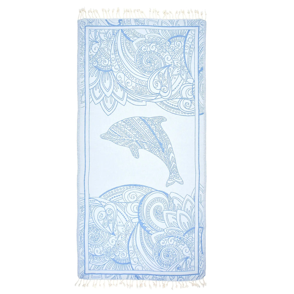 Exclusive Magic Dolphin Peshtemal Pure Cotton Beach Towel by La'Hammam La'Hammam