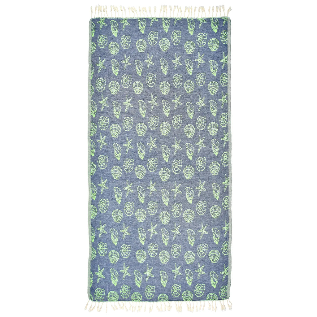 Exclusive Seashells and Stars Peshtemal Pure Cotton Beach Towel by La'Hammam La'Hammam