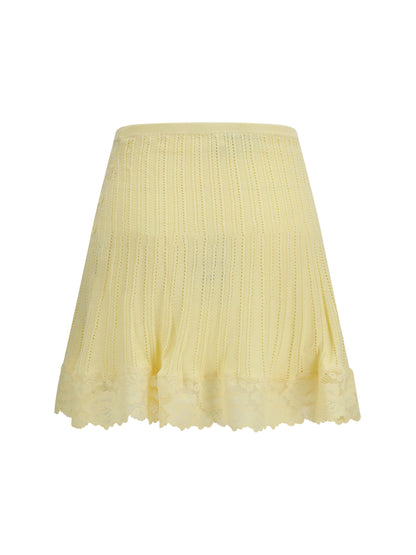 Mini Skirt Pointelle Knit Yellow