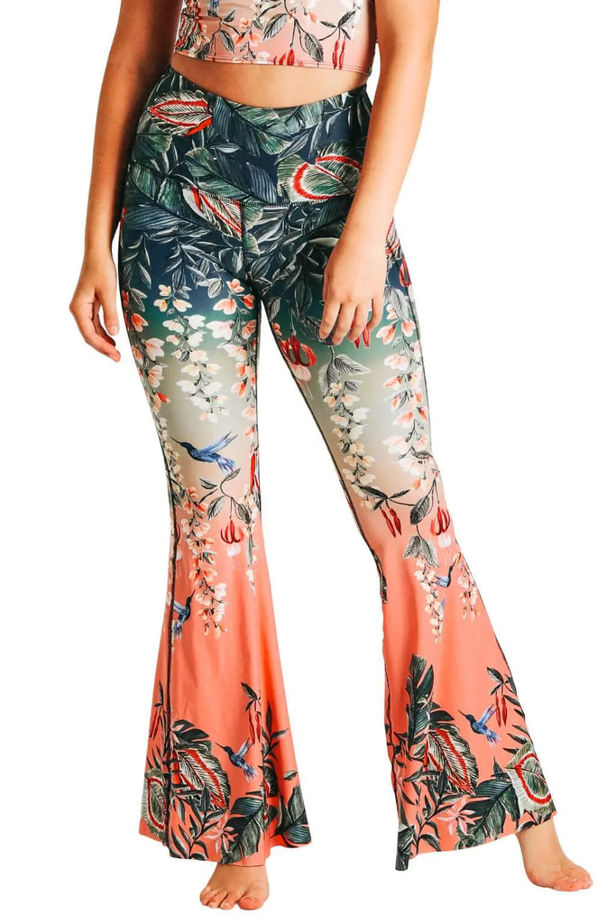 Feeling Ferntastic Printed Bell Bottoms by Yoga Democracy Yoga Democracy