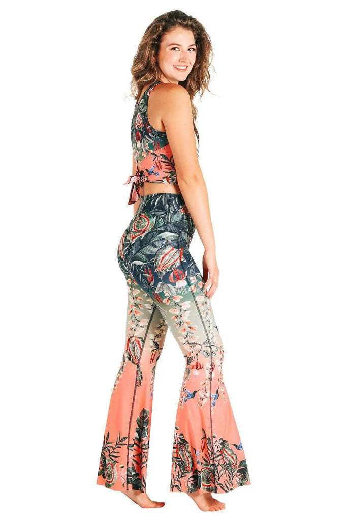 Feeling Ferntastic Printed Bell Bottoms by Yoga Democracy Yoga Democracy