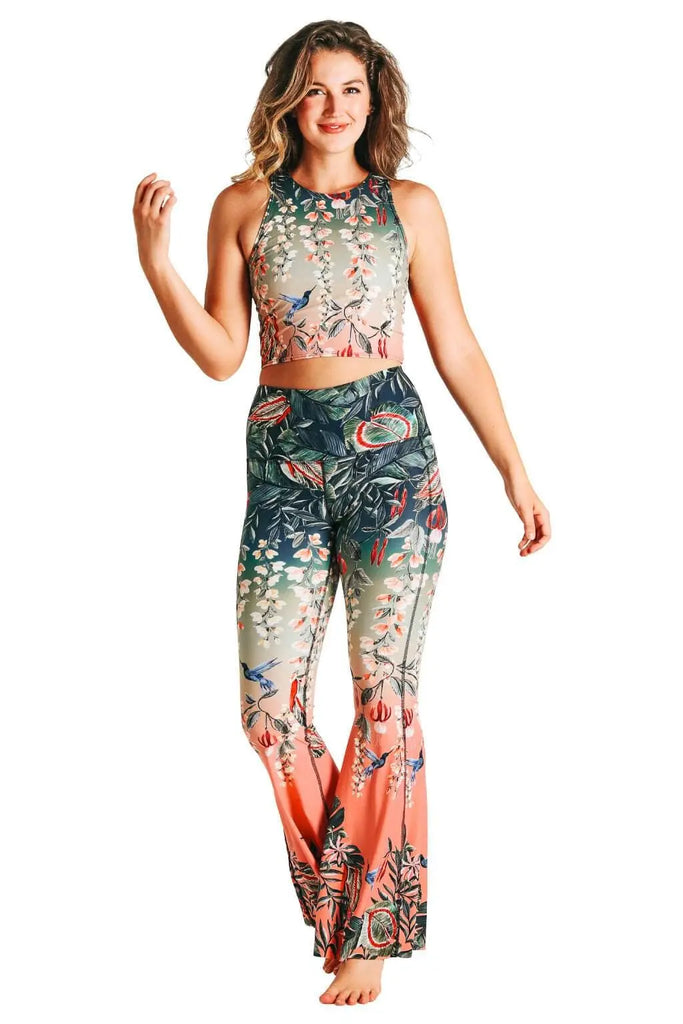 Feeling Ferntastic Printed Bell Bottoms by Yoga Democracy Yoga Democracy