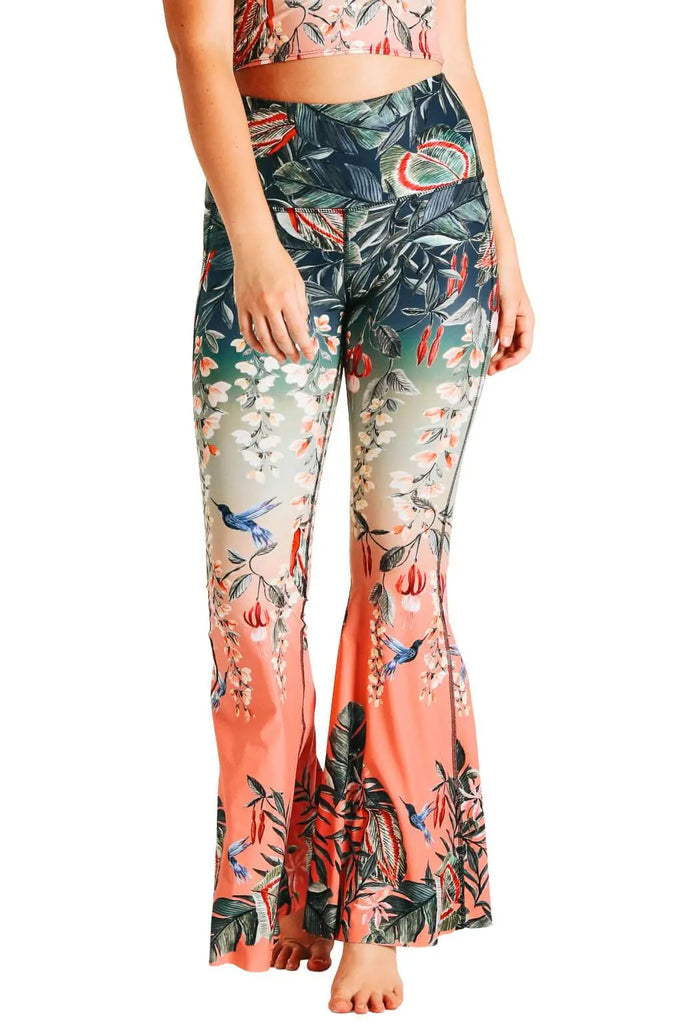 Feeling Ferntastic Printed Bell Bottoms by Yoga Democracy Yoga Democracy