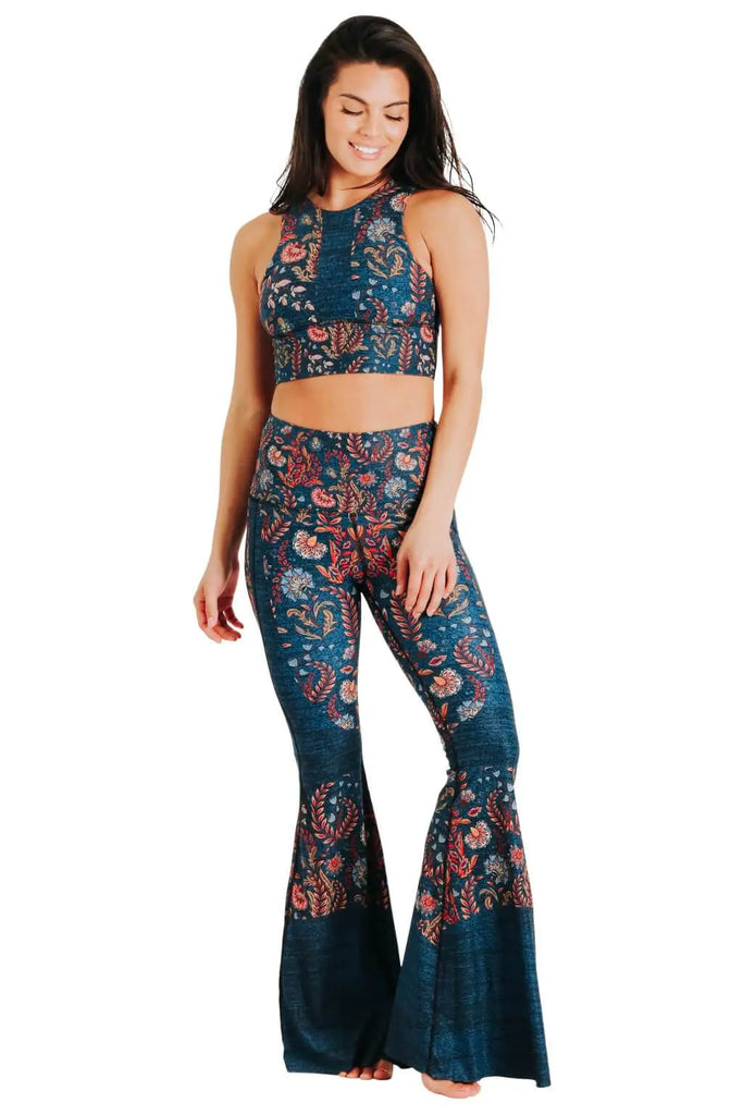 Festival Denim Printed Bell Bottoms by Yoga Democracy Yoga Democracy