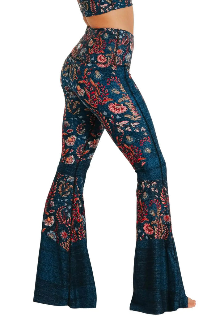 Festival Denim Printed Bell Bottoms by Yoga Democracy Yoga Democracy