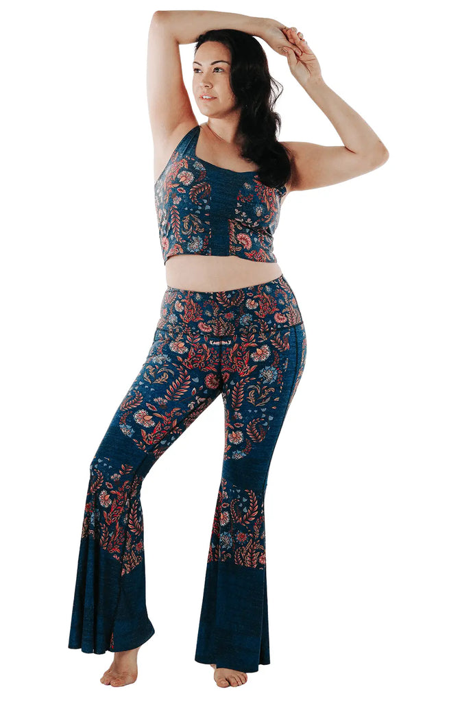 Festival Denim Printed Bell Bottoms by Yoga Democracy Yoga Democracy