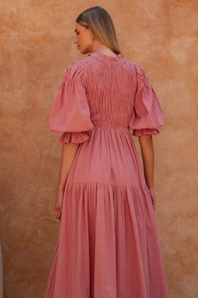 Florence Smocked Linen Midi Dress by Bali Lane Bali Lane
