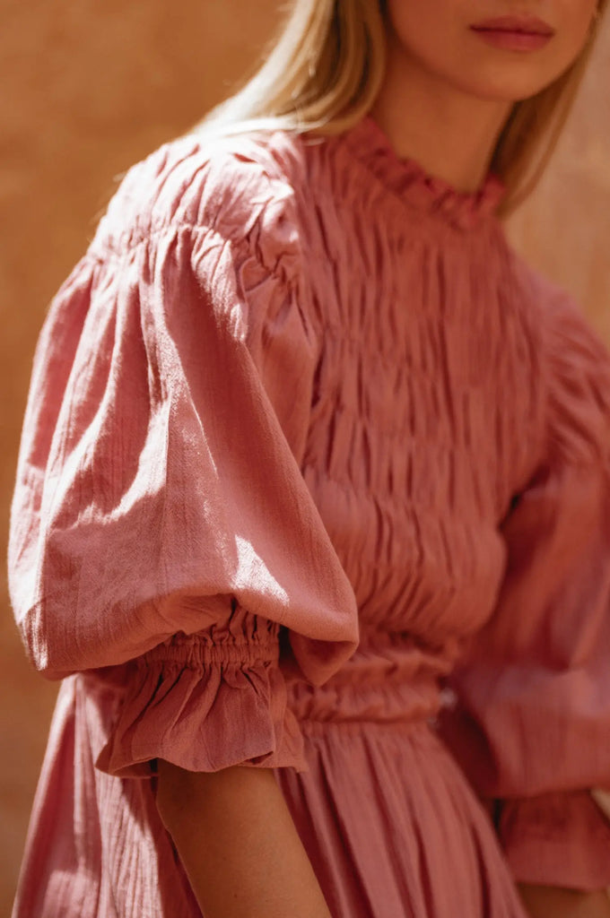 Florence Smocked Linen Midi Dress by Bali Lane Bali Lane