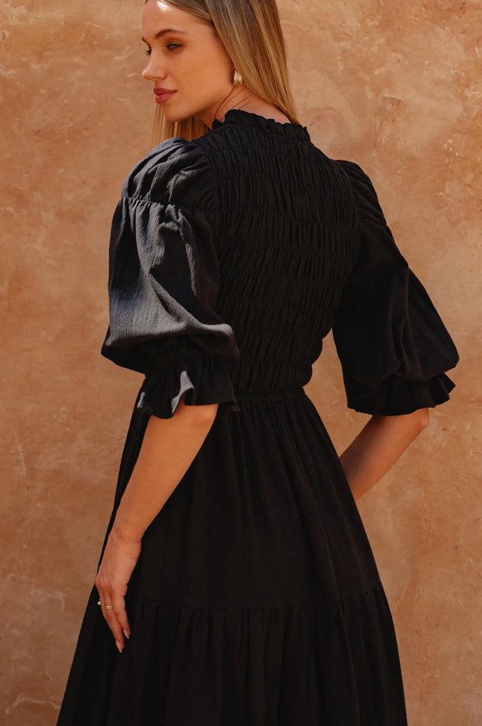 Florence Smocked Linen Midi Dress by Bali Lane Bali Lane