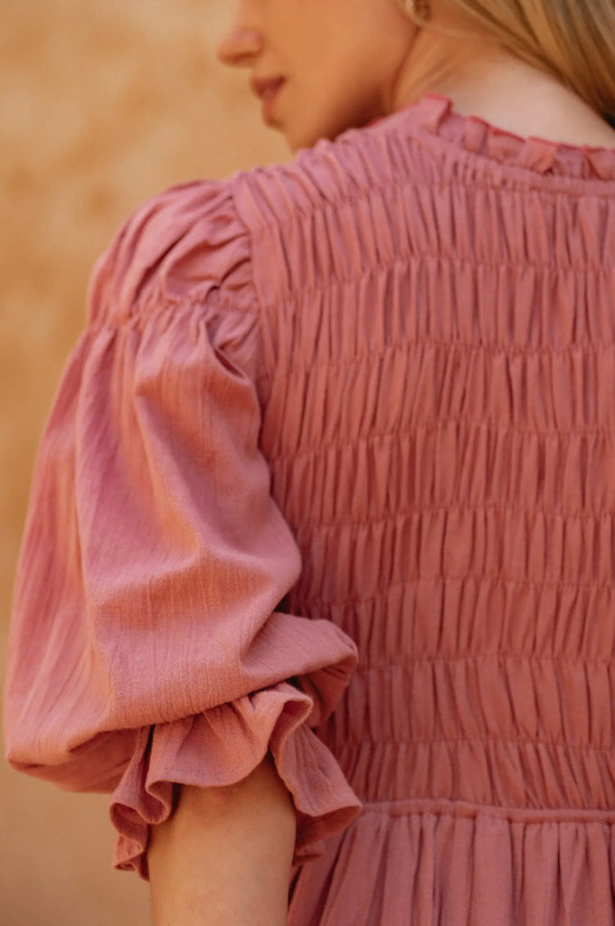 Florence Smocked Linen Midi Dress by Bali Lane Bali Lane