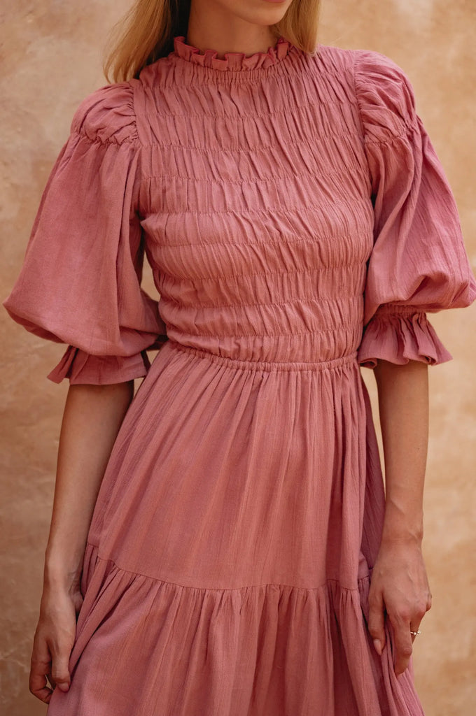 Florence Smocked Linen Midi Dress by Bali Lane Bali Lane