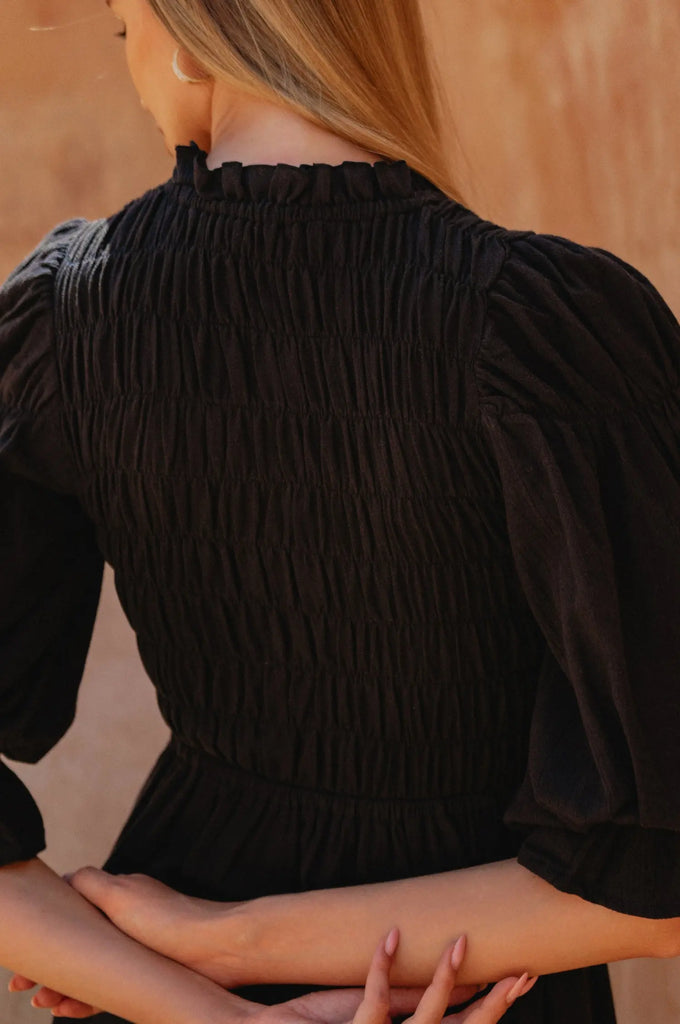 Florence Smocked Linen Midi Dress by Bali Lane Bali Lane