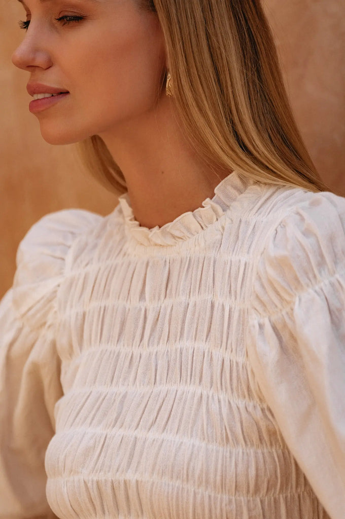 Florence Smocked Linen Midi Dress by Bali Lane Bali Lane