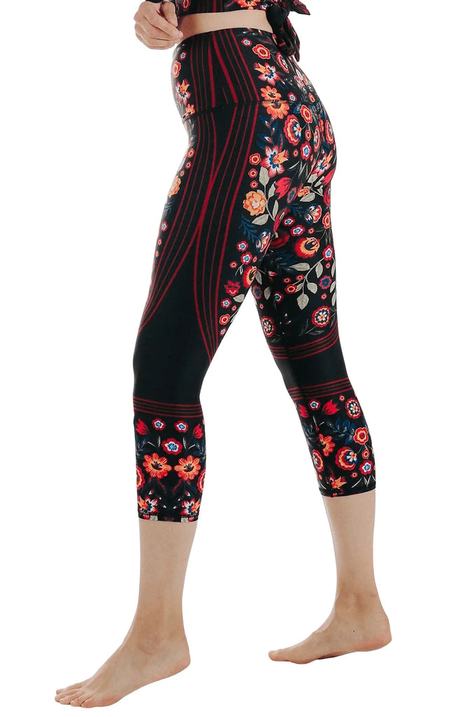 Folklore Printed Yoga Crops by Yoga Democracy Yoga Democracy