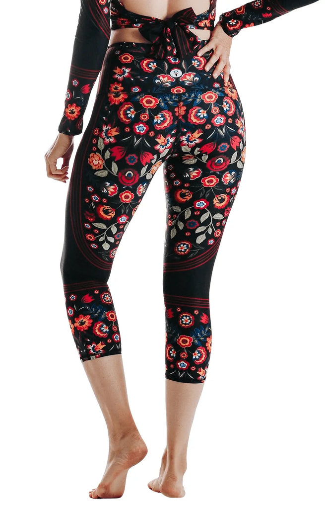 Folklore Printed Yoga Crops by Yoga Democracy Yoga Democracy