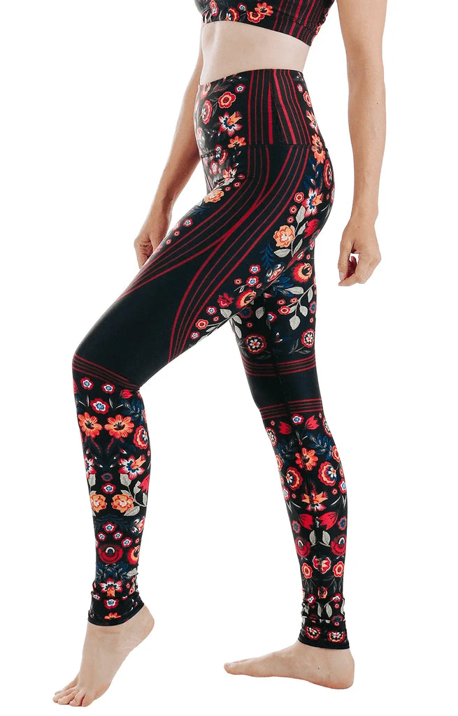 Folklore Printed Yoga Leggings by Yoga Democracy Yoga Democracy