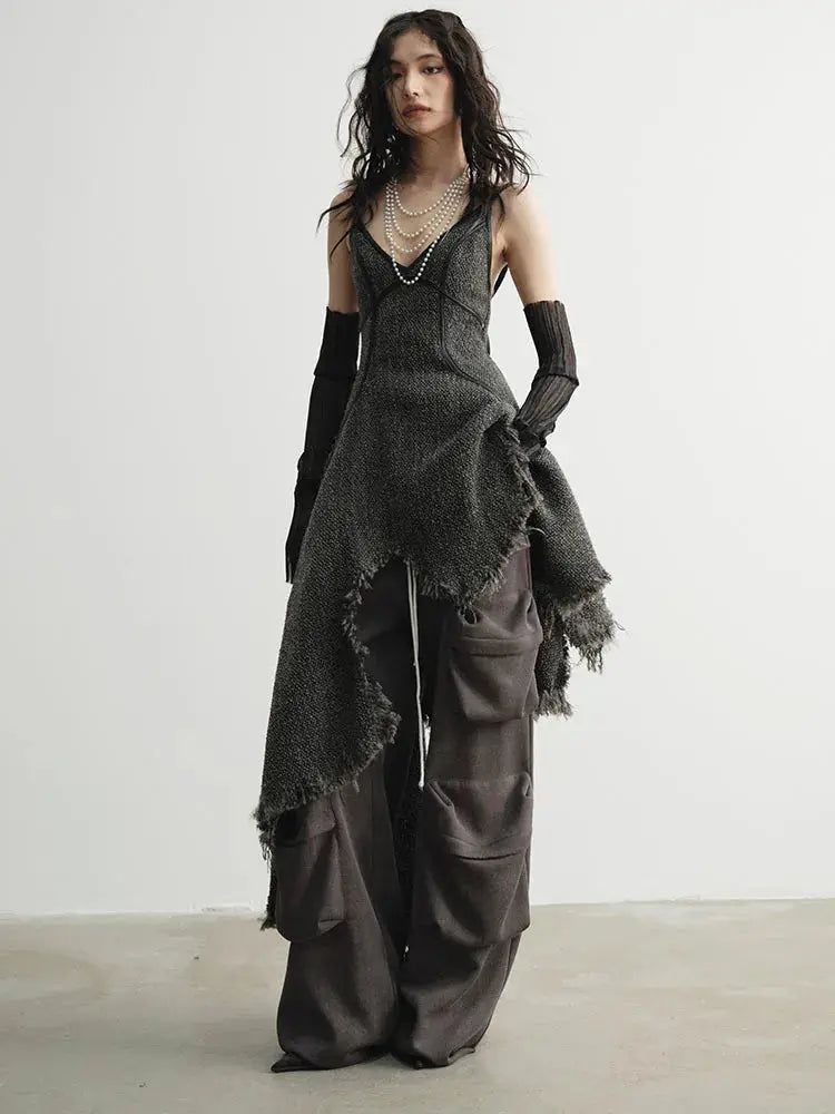 Frandie Asymmetrical Frayed Dress by Marigold Shadows Marigold Shadows