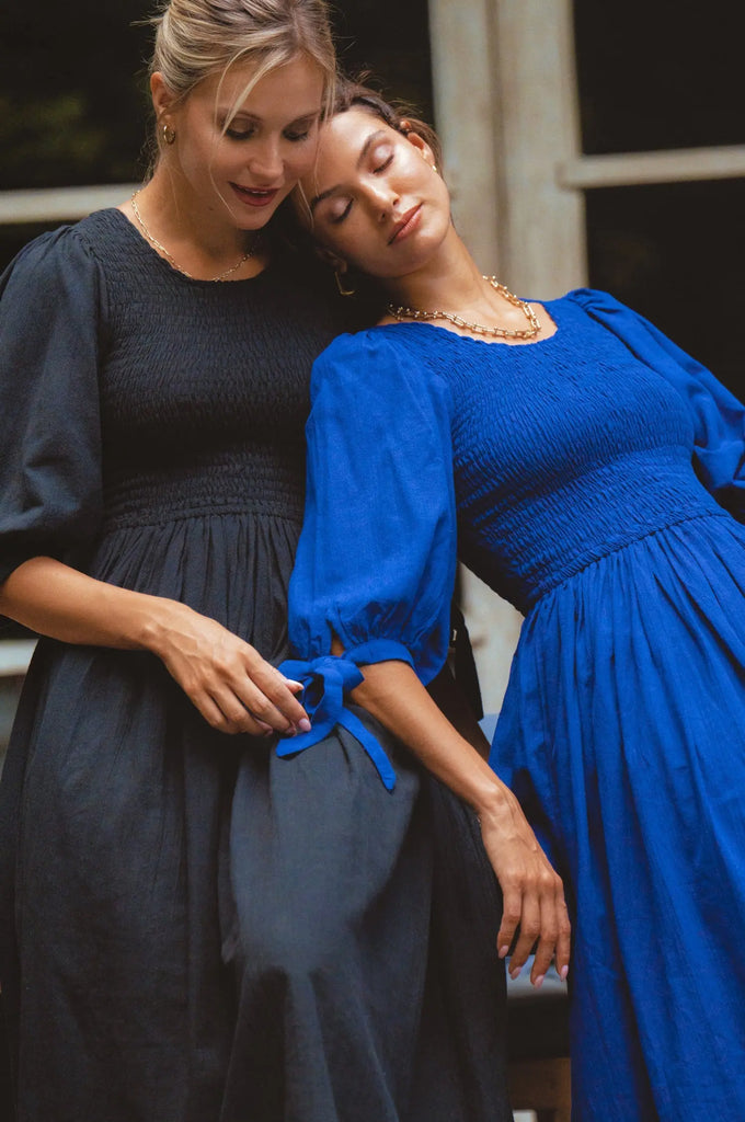 Freya Smocked Linen Midi Dress by Bali ELF Bali ELF