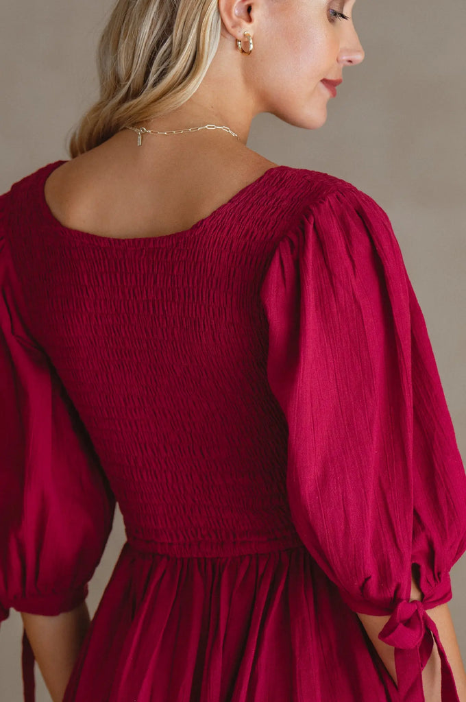 Freya Smocked Linen Midi Dress by Bali ELF Bali ELF