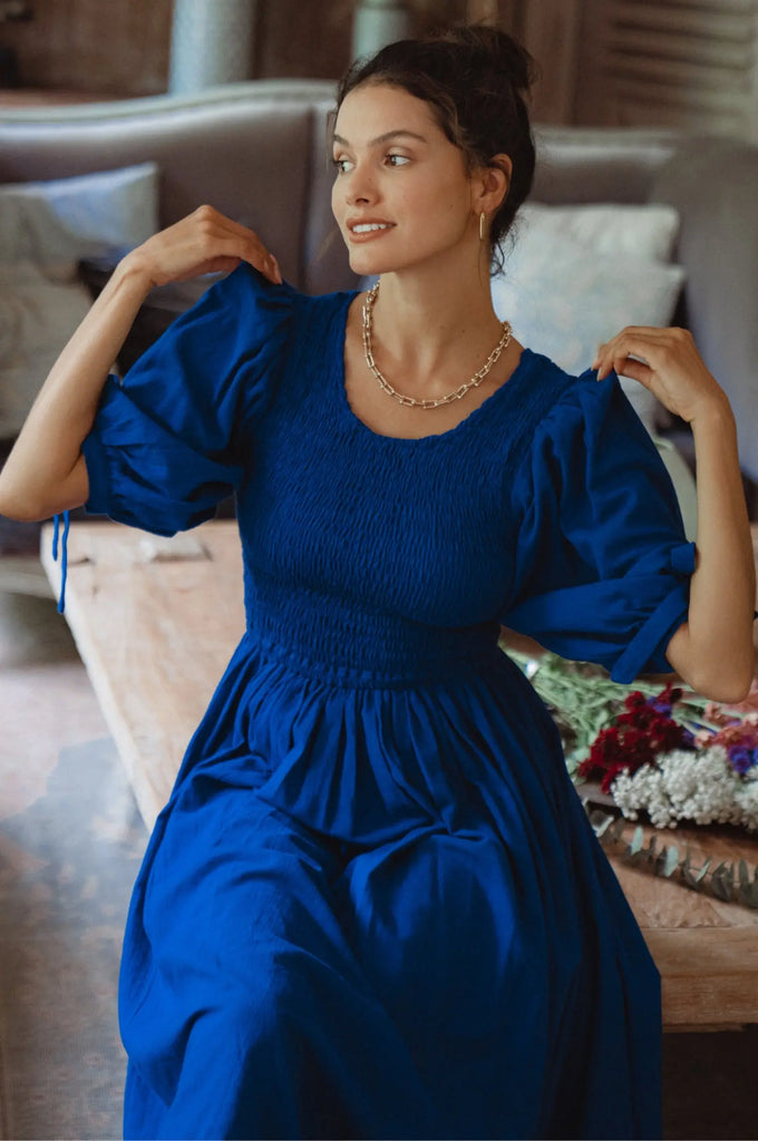 Freya Smocked Linen Midi Dress by Bali ELF Bali ELF