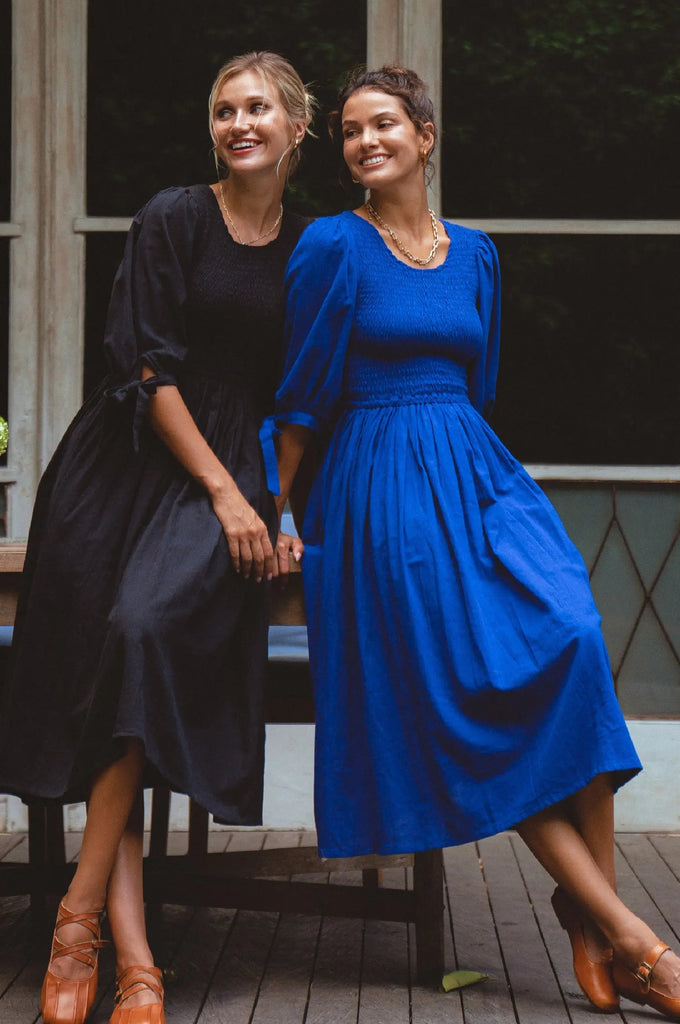 Freya Smocked Linen Midi Dress by Bali ELF Bali ELF