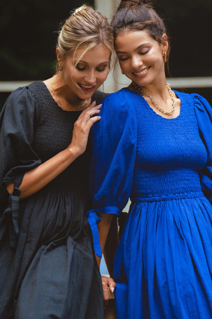 Freya Smocked Linen Midi Dress by Bali ELF Bali ELF