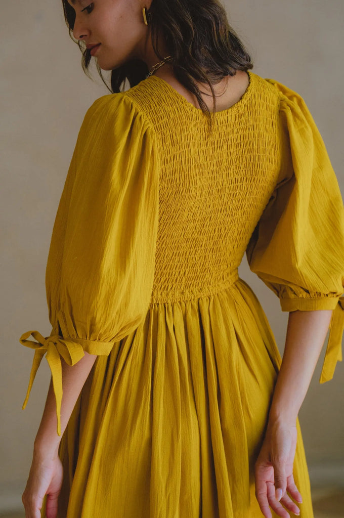 Freya Smocked Linen Midi Dress by Bali ELF Bali ELF