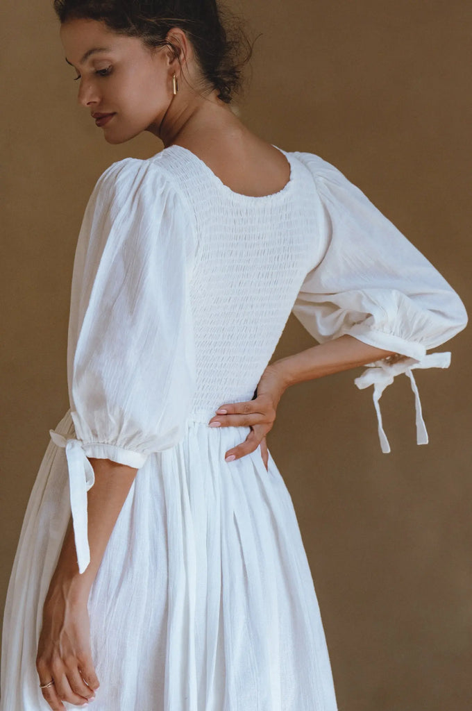 Freya Smocked Linen Midi Dress by Bali ELF Bali ELF
