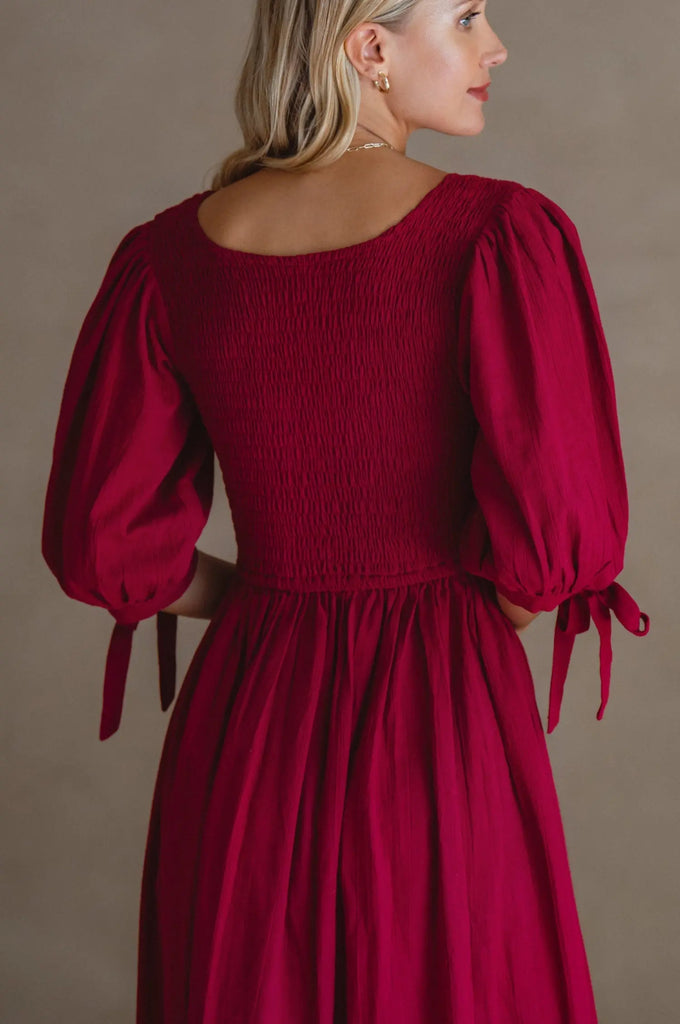 Freya Smocked Linen Midi Dress by Bali ELF Bali ELF