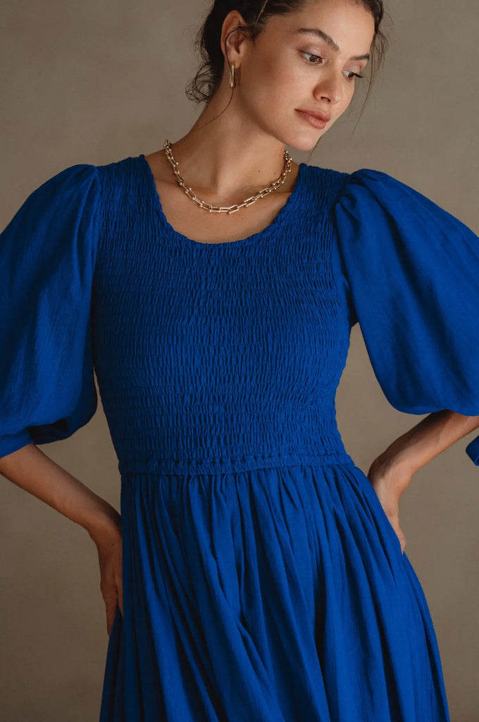 Freya Smocked Linen Midi Dress by Bali ELF Bali ELF