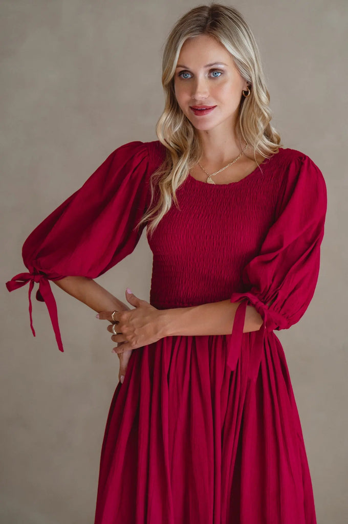 Freya Smocked Linen Midi Dress by Bali ELF Bali ELF