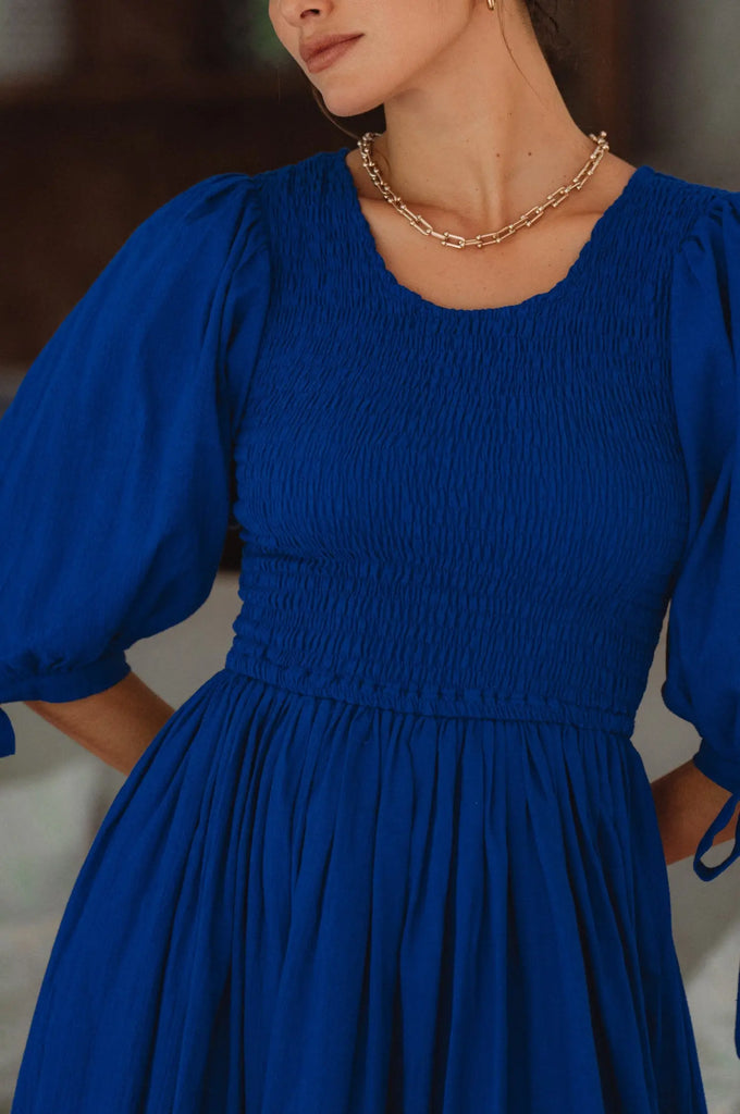 Freya Smocked Linen Midi Dress by Bali ELF Bali ELF