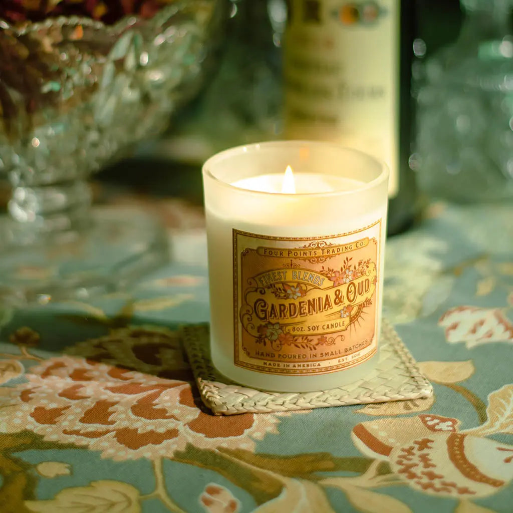 Gardenia & Oud 8oz Soy Scented Candle by Four Points Trading Co. FOUR POINTS TRADING CO.