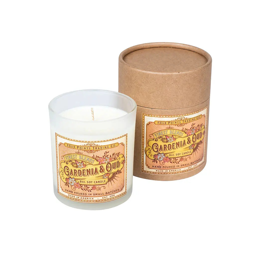 Gardenia & Oud 8oz Soy Scented Candle by Four Points Trading Co. FOUR POINTS TRADING CO.